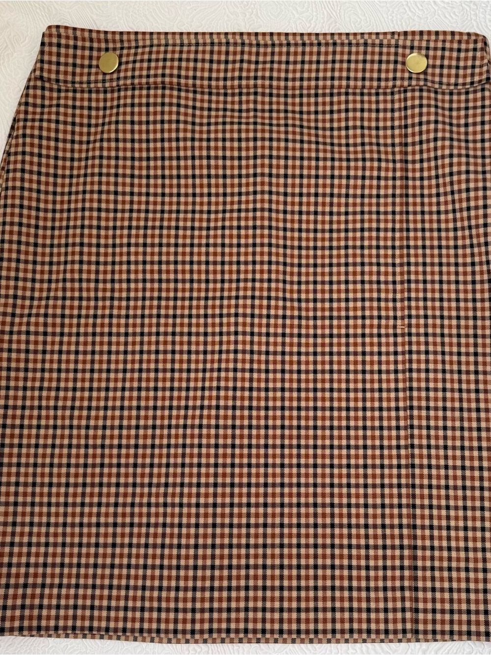 Ann Taylor Factory Tan and Black Plaid Mini Skirt